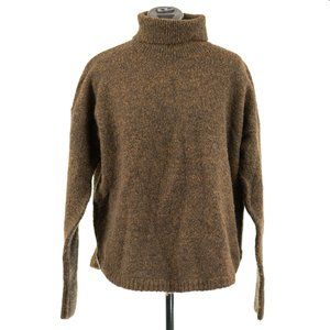 French Connection Brown Turtleneck Long Sleeve Knit Sweater Pullover Wool Blend